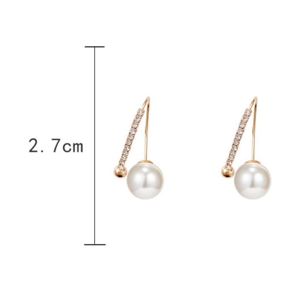 💙Pearl Crystal Zircon Wire Hooks Earrings - Picture 12 of 14